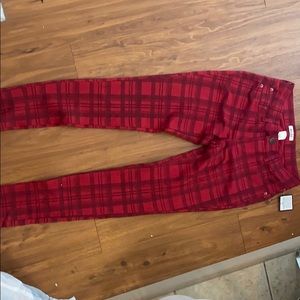Miss red plaid jeans